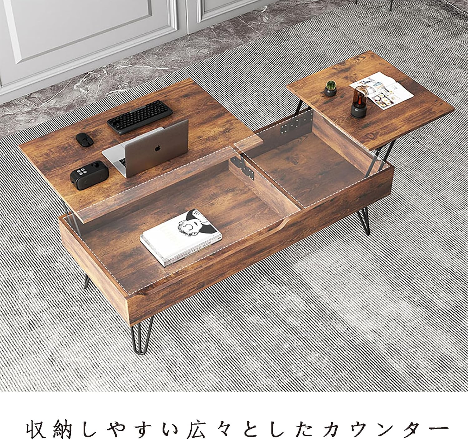 Журнальний стіл-трансформер 1932 з підйомною стільницею і прихованим відсіком - мініатюра 3