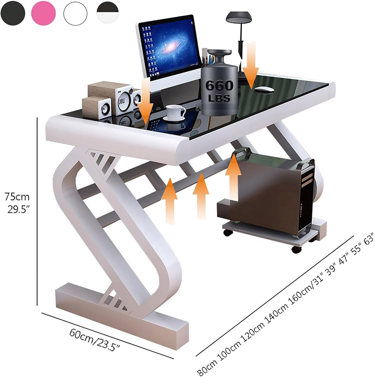 Ігровий стіл Table 1921 зі скляною стільницею, сталевим каркасом і кабель-менеджментом - мініатюра 2