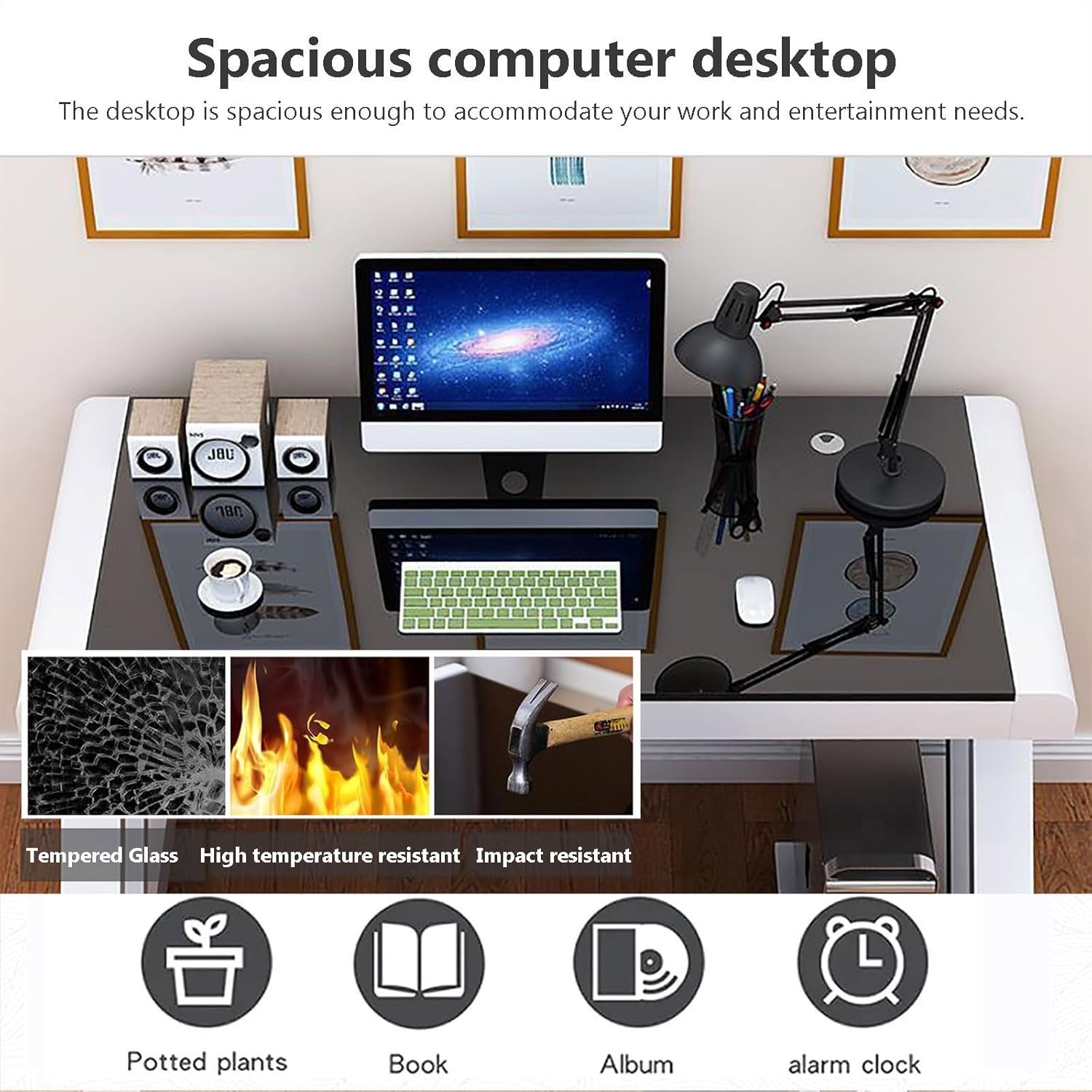 Ігровий стіл Table 1921 зі скляною стільницею, сталевим каркасом і кабель-менеджментом - мініатюра 5