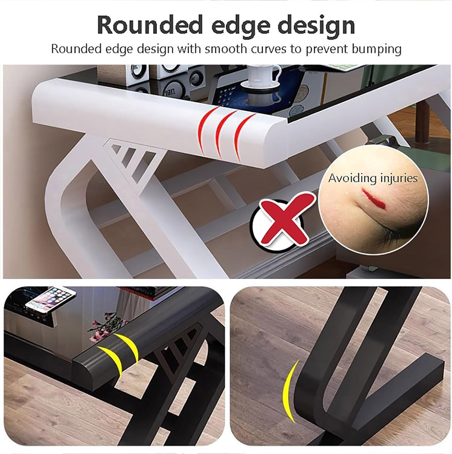 Ігровий стіл Table 1921 зі скляною стільницею, сталевим каркасом і кабель-менеджментом - мініатюра 7