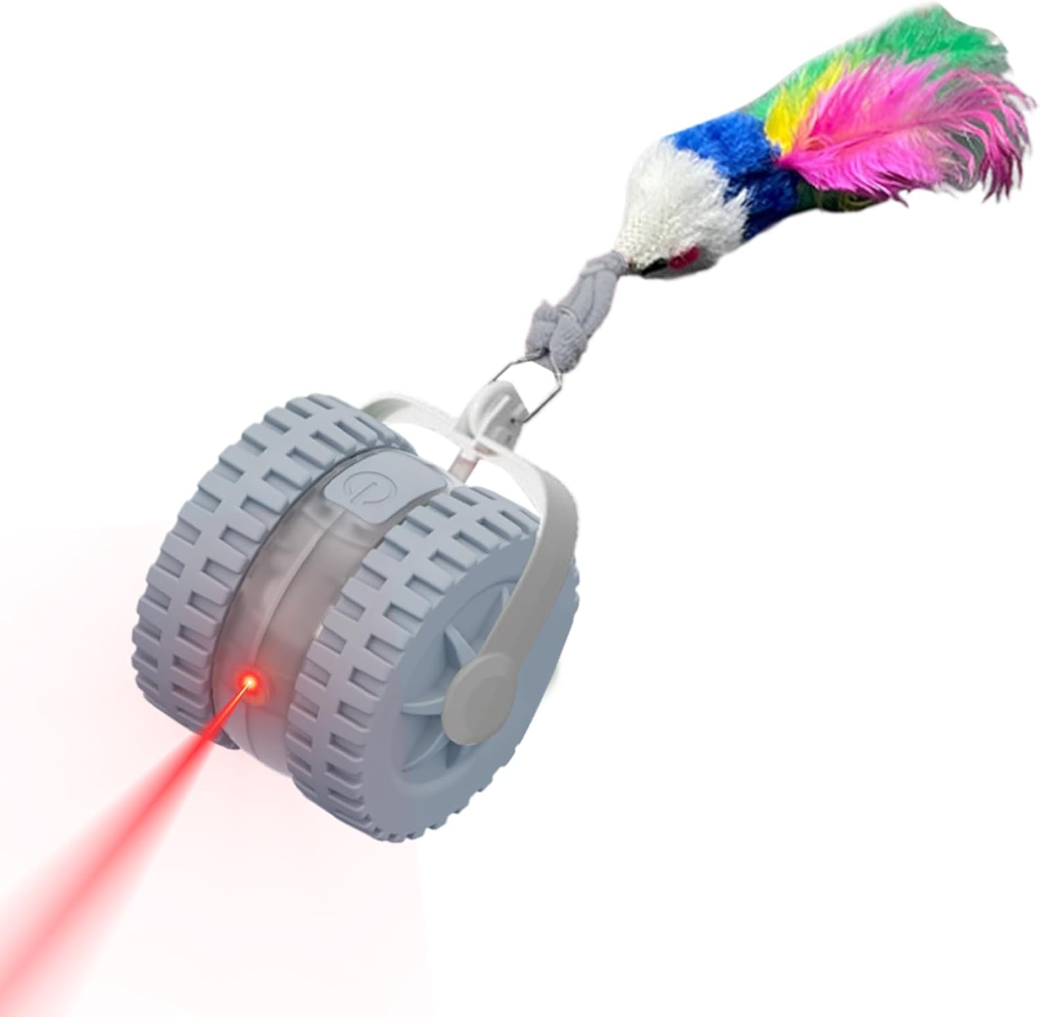 Інтерактивна іграшка для котів 9526 з лазером, пір'ям і автономним рухом - мініатюра 3