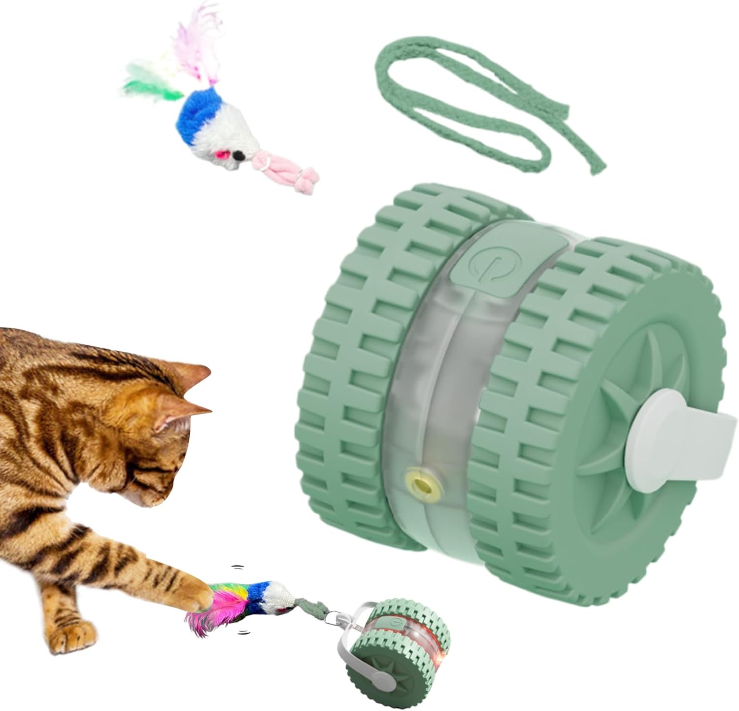 Інтерактивна іграшка для котів 9526 з лазером, пір'ям і автономним рухом - мініатюра 4