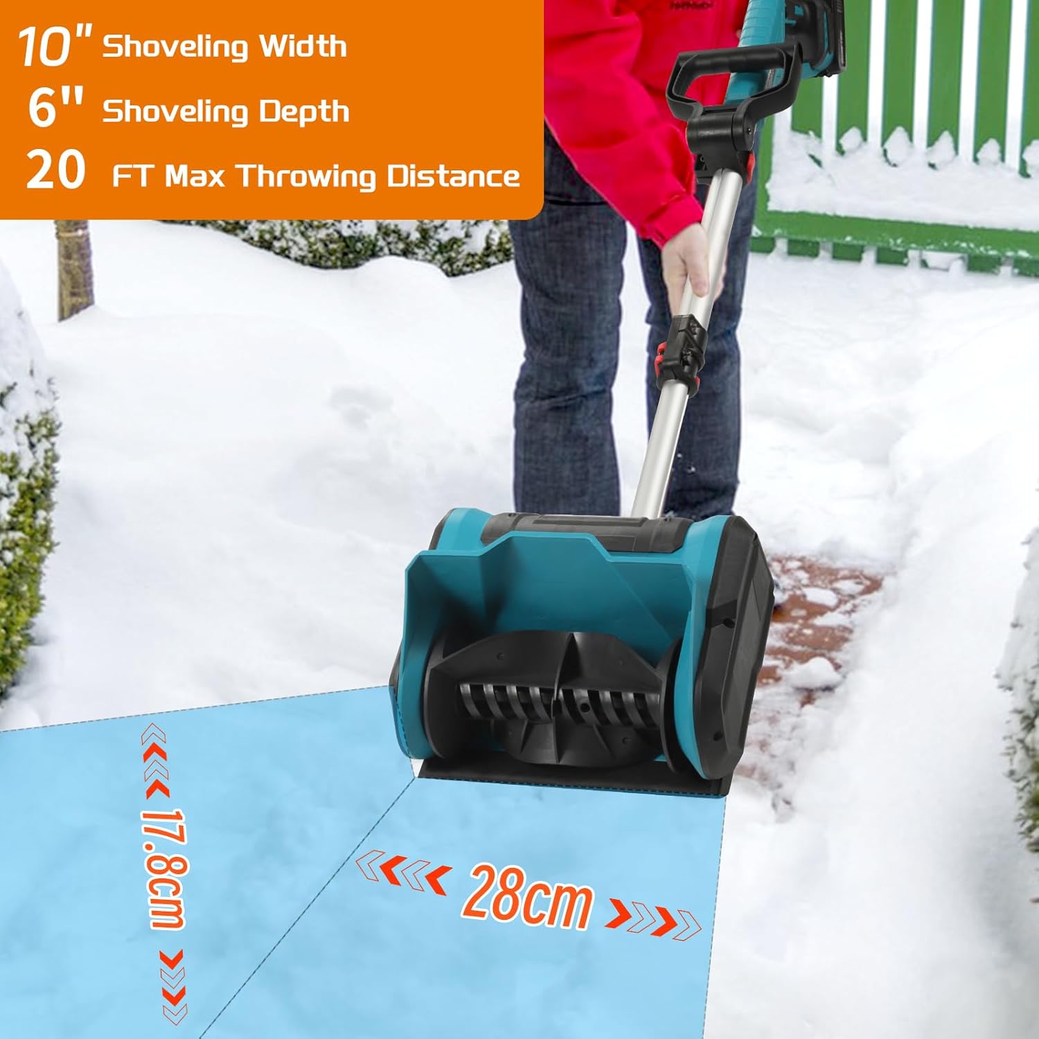 Акумуляторний снігоприбирач Krafftec 36V 6Ah з двома батареями і шириною захвату 31 см - мініатюра 6