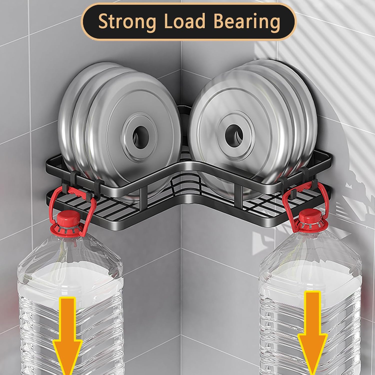 Кутові полиці Corner Shower Caddy з алюмінію, 2 шт для ванної кімнати - мініатюра 3