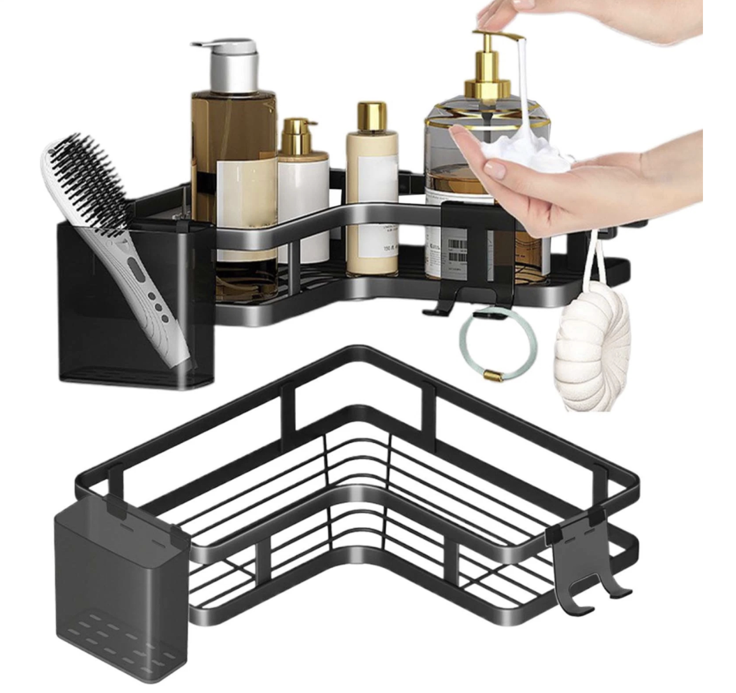 Кутові полиці Corner Shower Caddy з алюмінію, 2 шт для ванної кімнати - мініатюра 10