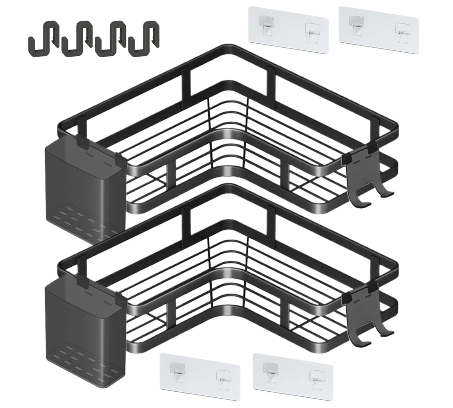 Кутові полиці Corner Shower Caddy з алюмінію, 2 шт для ванної кімнати - мініатюра 11
