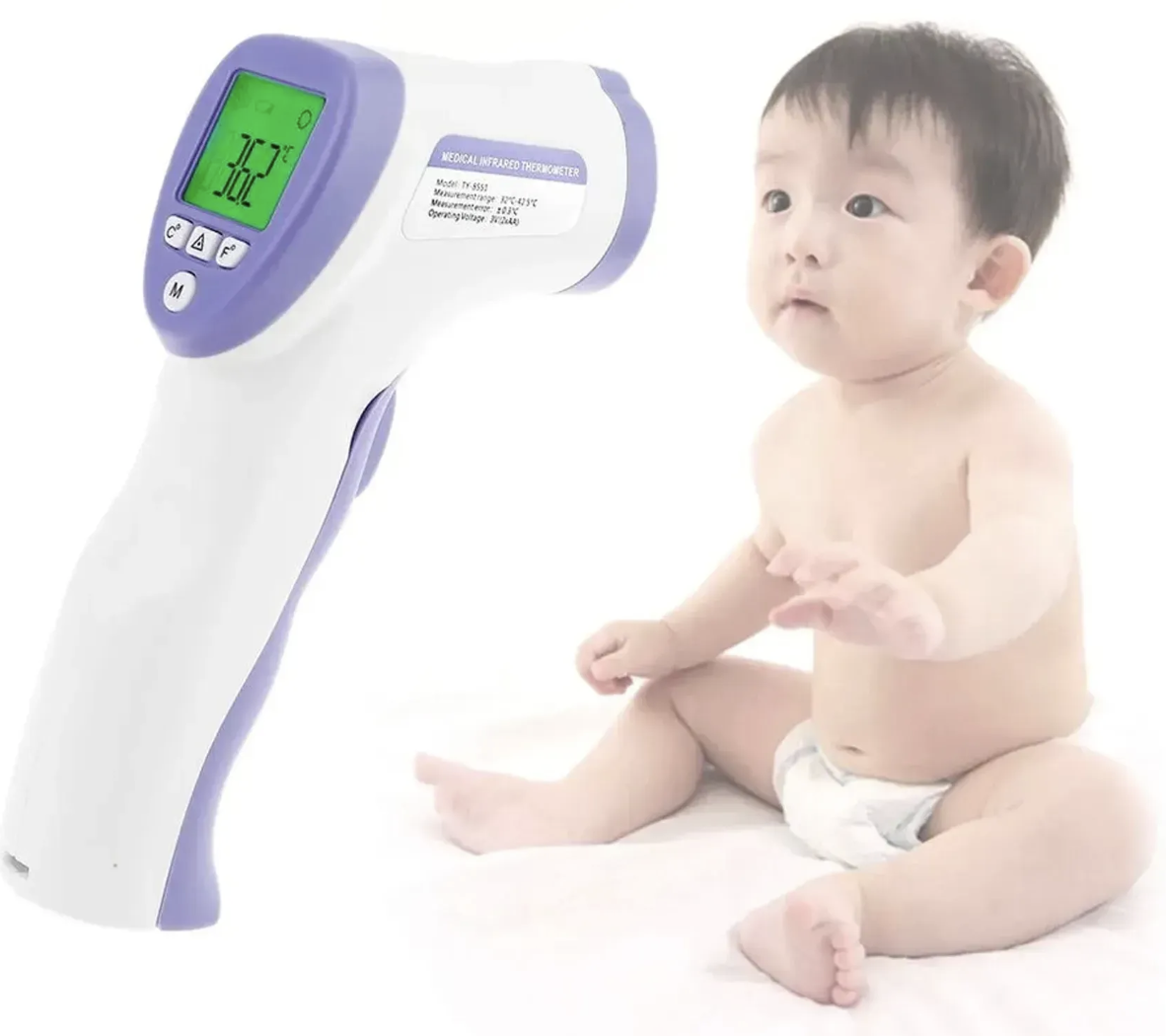 Безконтактний термометр DT-8826 з пам'яттю на 64 вимірювання і точністю ±0,2 °C - мініатюра 5