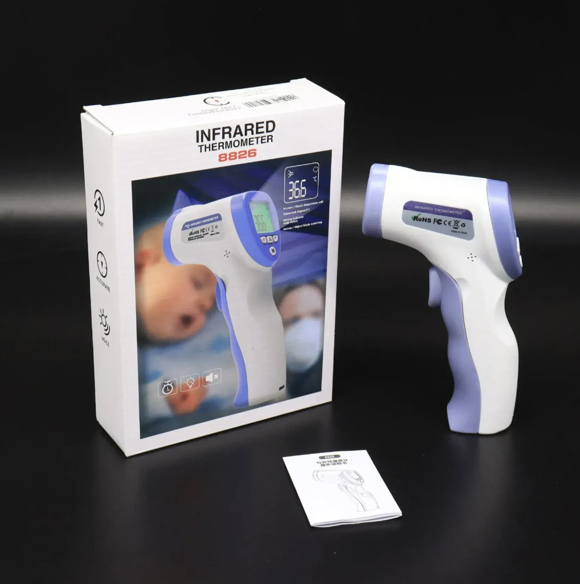 Безконтактний термометр DT-8826 з пам'яттю на 64 вимірювання і точністю ±0,2 °C - мініатюра 7