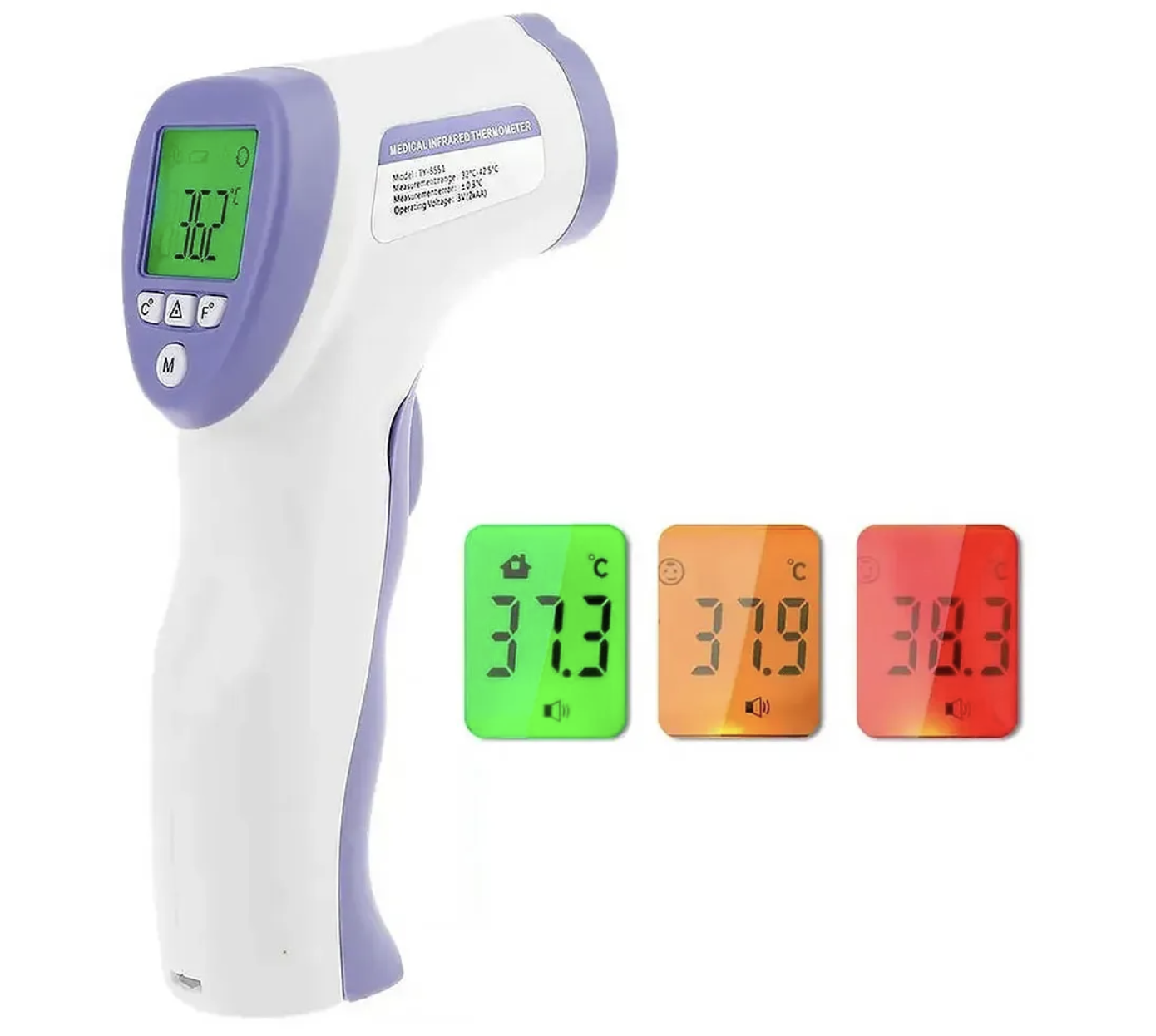 Безконтактний термометр DT-8826 з пам'яттю на 64 вимірювання і точністю ±0,2 °C - мініатюра 8