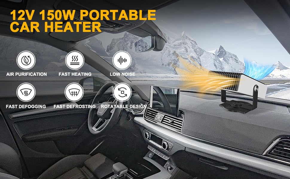 Автомобільний тепловентилятор 12 В 2 в 1 з обігрівом, вентиляцією і поворотом 180° - мініатюра 3