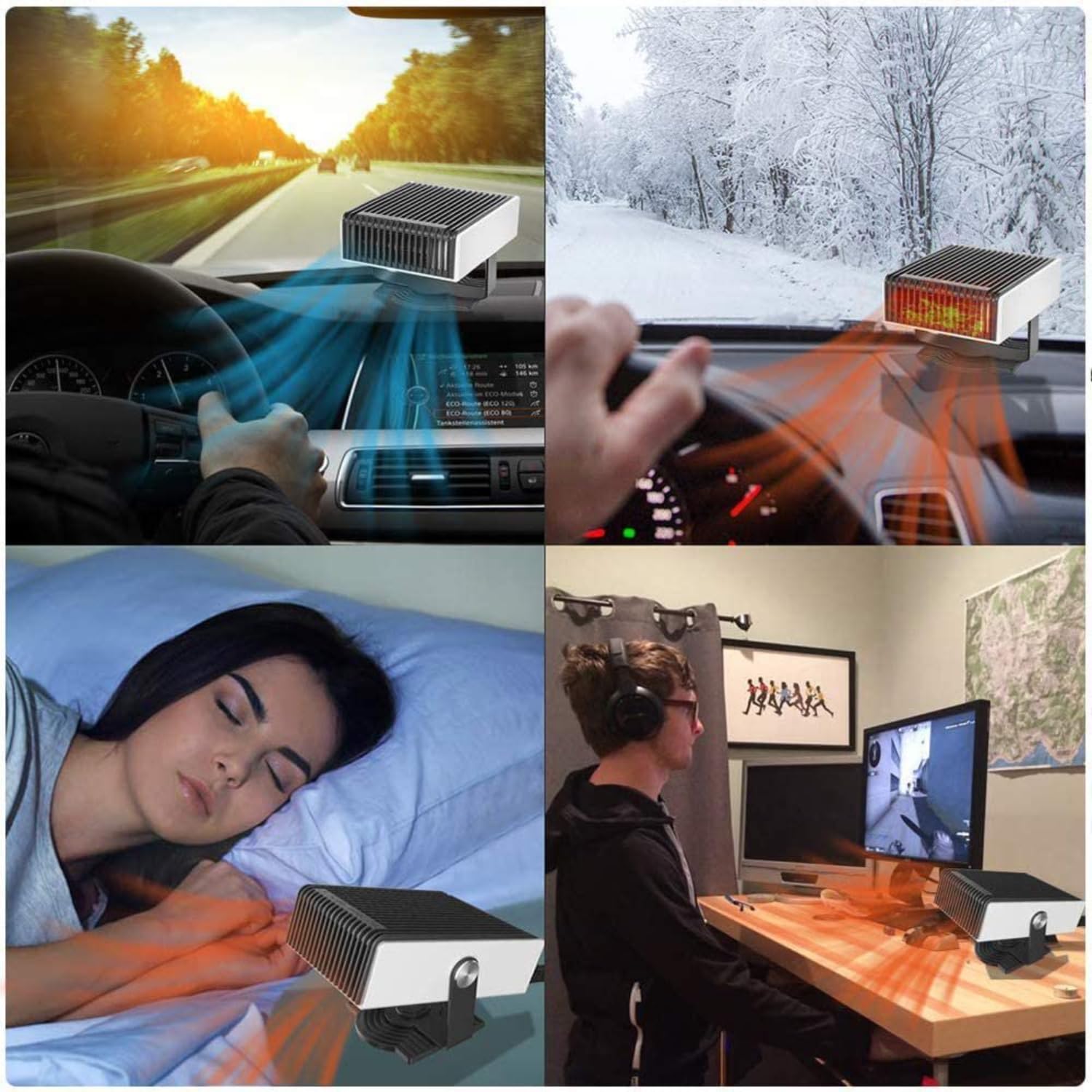 Автомобільний тепловентилятор 12 В 2 в 1 з обігрівом, вентиляцією і поворотом 180° - мініатюра 6