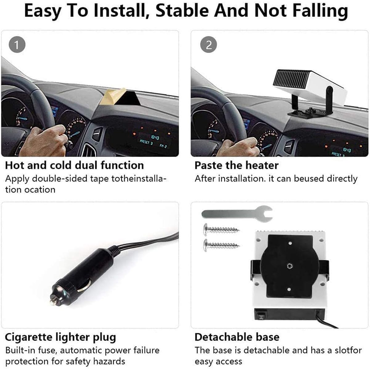 Автомобільний тепловентилятор 12 В 2 в 1 з обігрівом, вентиляцією і поворотом 180° - мініатюра 8