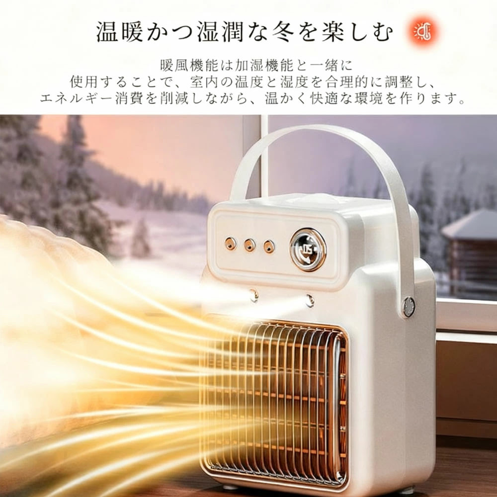 Мініобігрівач 2 в 1 1200 Вт з PTC-нагрівом, зволоженням і таймером - мініатюра 2