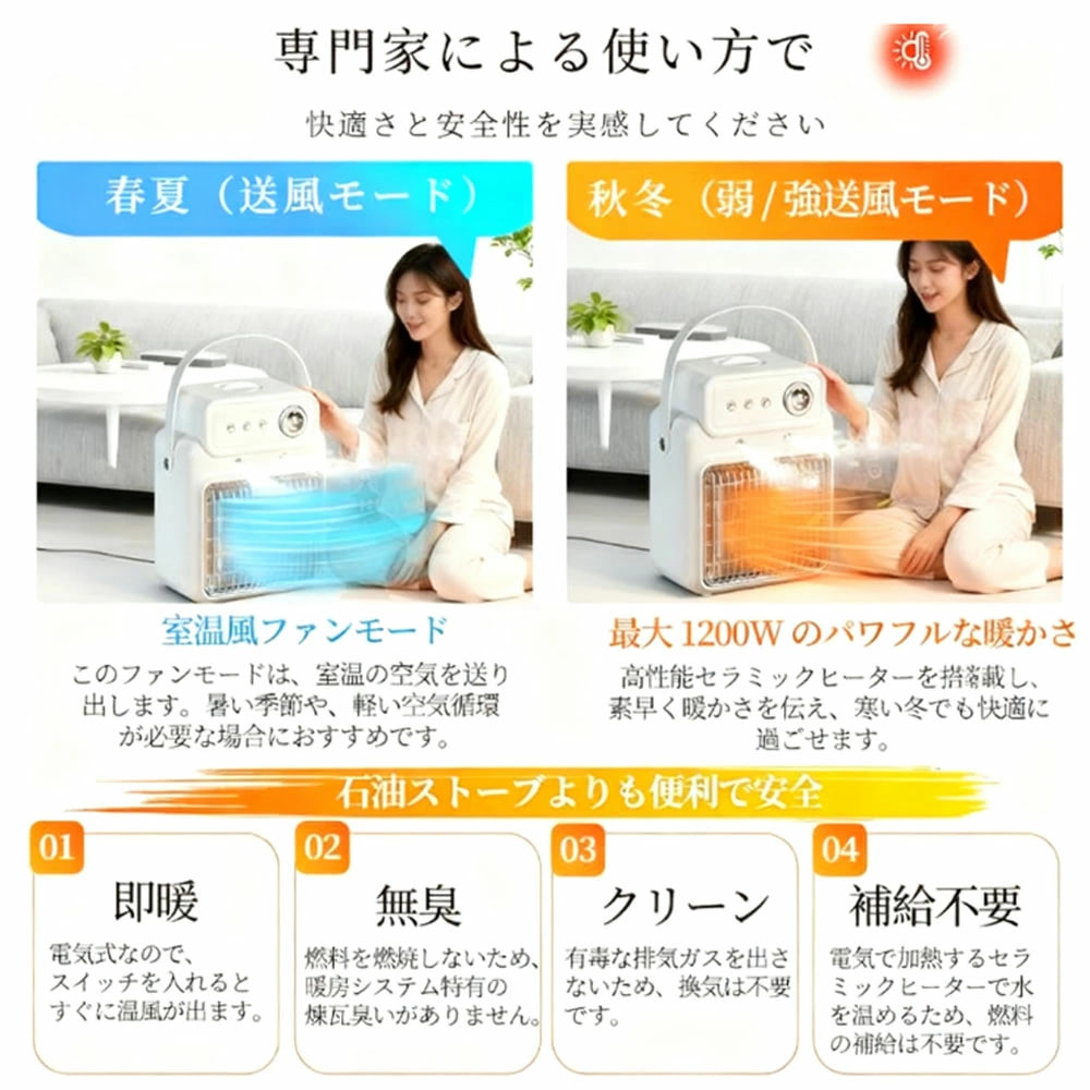 Мініобігрівач 2 в 1 1200 Вт з PTC-нагрівом, зволоженням і таймером - мініатюра 5