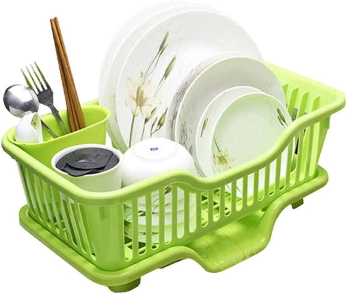 Сушарка для посуду 44 x 24 x 14 см з корзиною для приборів і вентиляцією - мініатюра 1