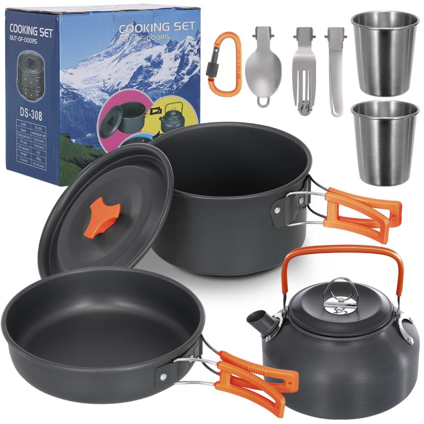 Набір туристичного посуду Camping Cooking ∙ Компактний металевий набір Camping Cooking для походів і кемпінгу