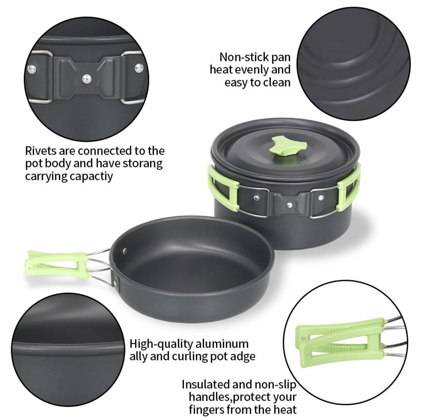 Туристичний набір Camping Cooking з котелком, сковородою, чайником і приборами на 1 персону - мініатюра 5