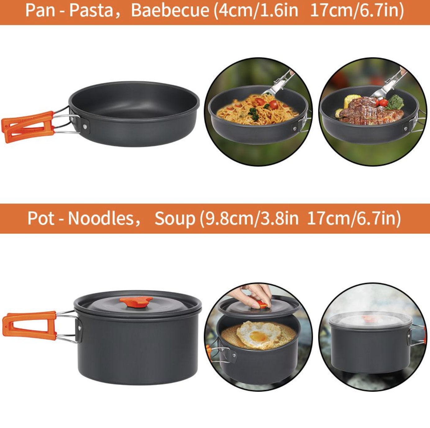 Туристичний набір Camping Cooking з котелком, сковородою, чайником і приборами на 1 персону - мініатюра 7