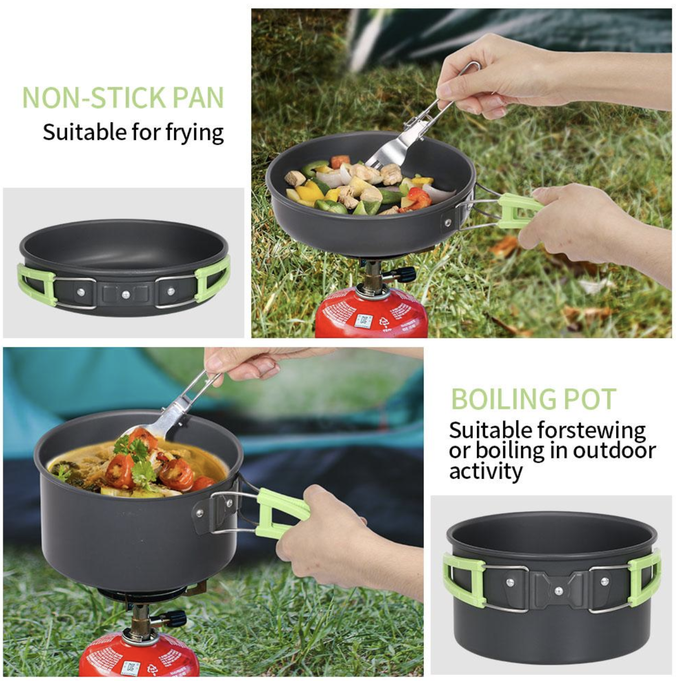 Туристичний набір Camping Cooking з котелком, сковородою, чайником і приборами на 1 персону - мініатюра 10