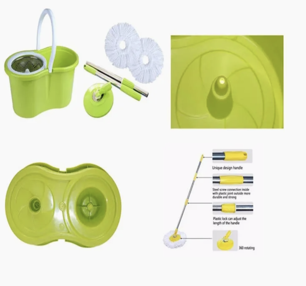 Швабра Spin Mop 360 з відром 10 л, віджимом і двома мікрофібровими насадками - мініатюра 5