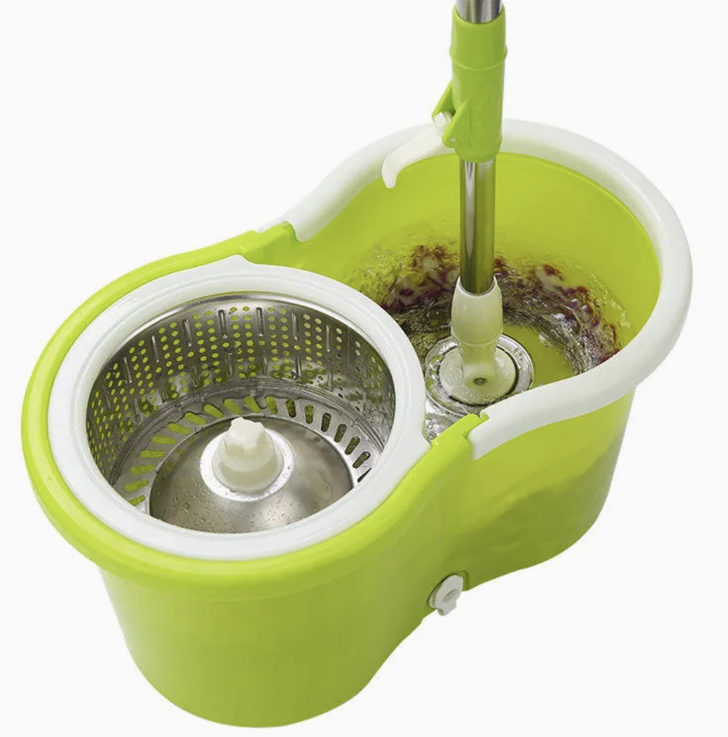 Швабра Spin Mop 360 з відром 10 л, віджимом і двома мікрофібровими насадками - мініатюра 6