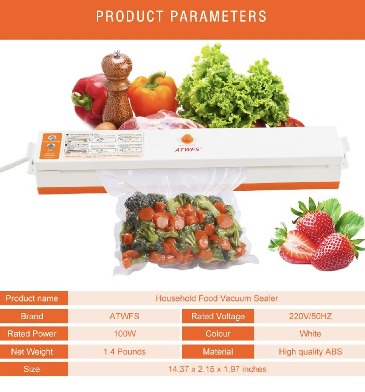 Вакууматор Freshpack PRO 100 Вт для зберігання продуктів і економії місця - мініатюра 4