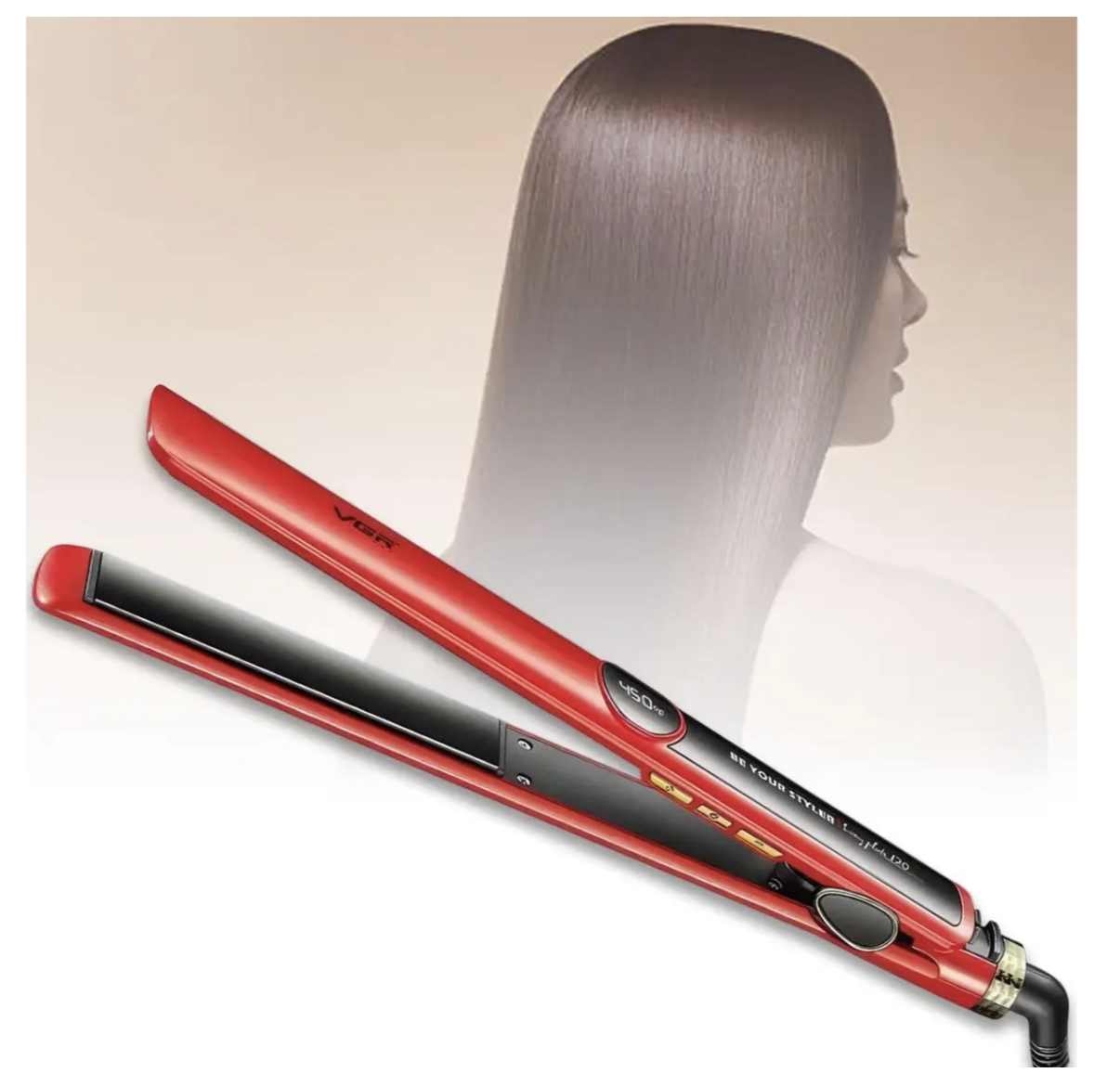 Випрямляч VGR V-518 з LED-дисплеєм і турмаліновими пластинами 150-230 °C - мініатюра 4