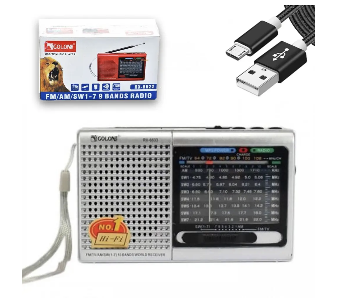 Портативний радіоприймач GOLON RX-6622 з FM, AM, SW, USB і SD - мініатюра 3