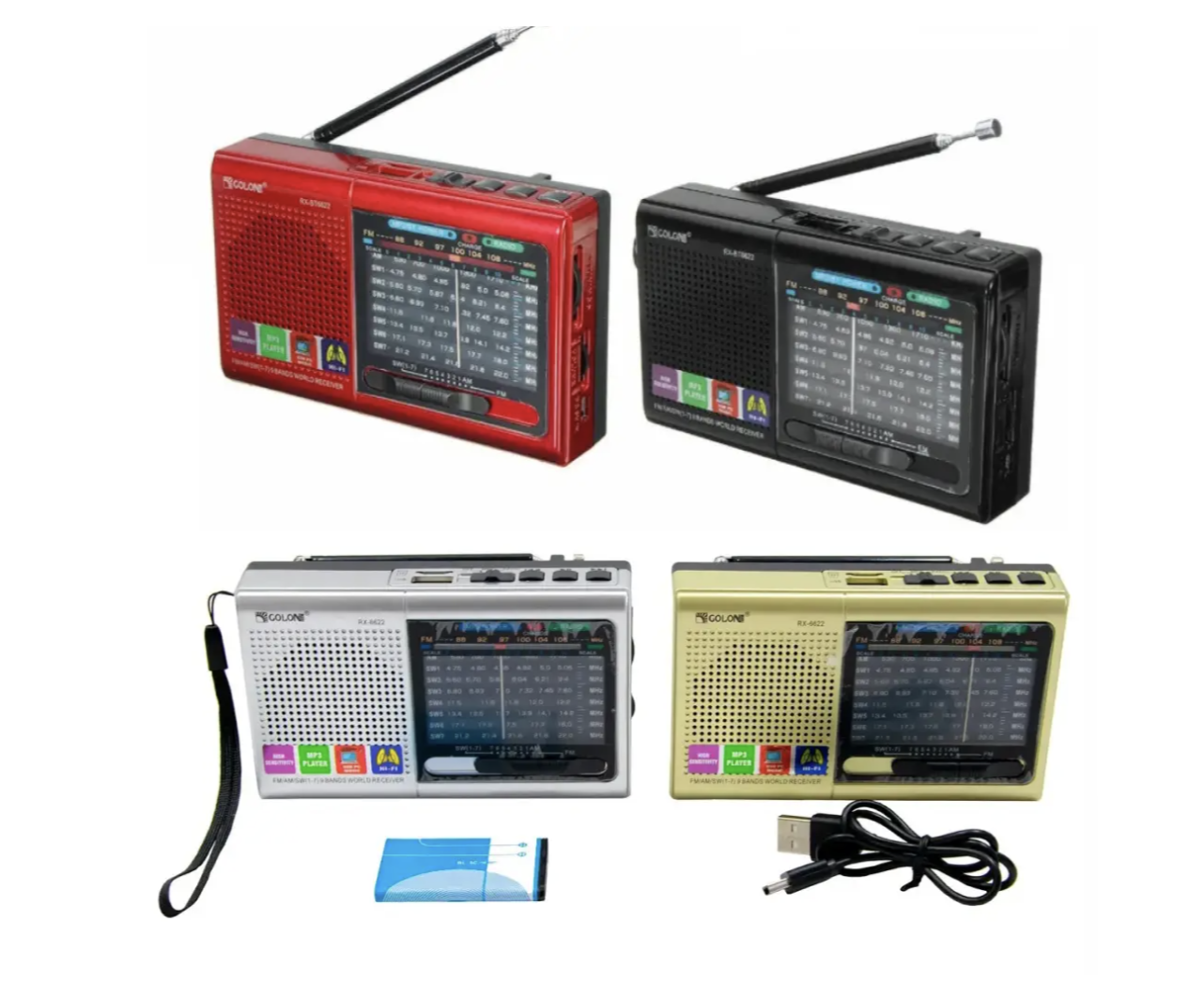 Портативний радіоприймач GOLON RX-6622 з FM, AM, SW, USB і SD - мініатюра 4