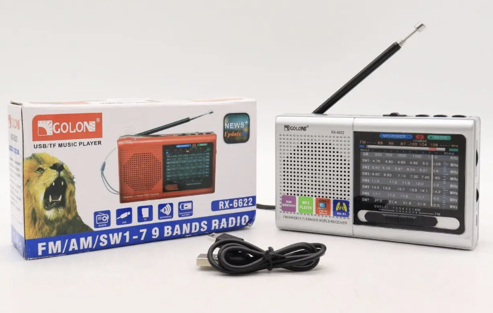 Портативний радіоприймач GOLON RX-6622 з FM, AM, SW, USB і SD - мініатюра 6