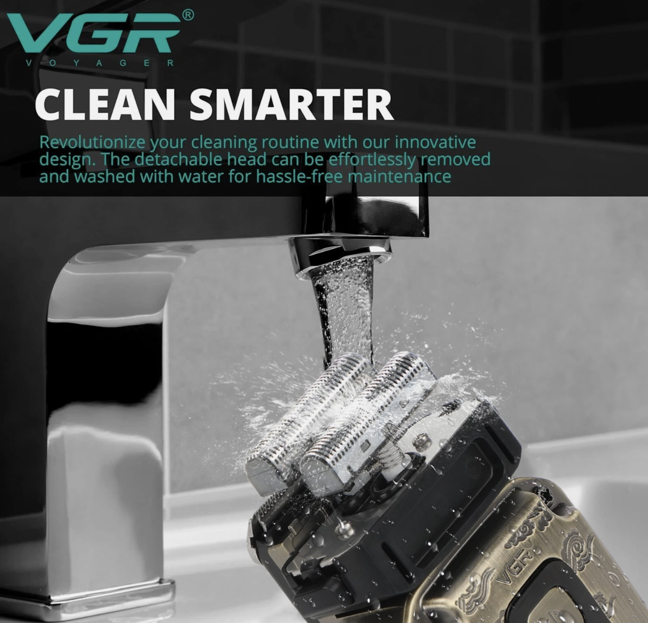 Електробритва VGR V-337 для сухого і вологого гоління з IPX6 та LED-дисплеєм - мініатюра 2