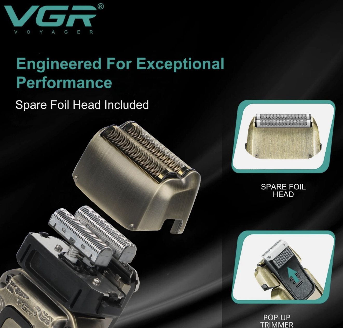 Електробритва VGR V-337 для сухого і вологого гоління з IPX6 та LED-дисплеєм - мініатюра 4