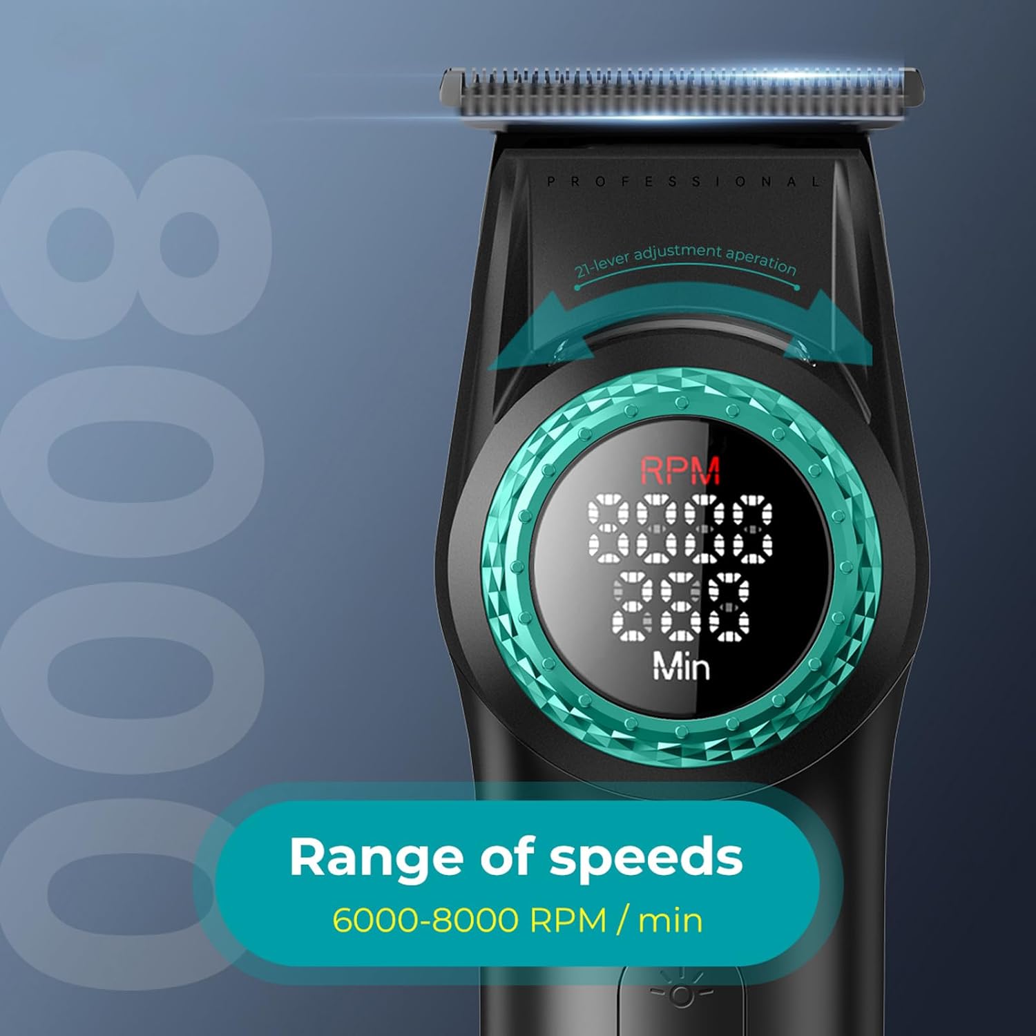 Машинка для стрижки VGR V-001 з підсвічуванням, DLC-лезами і 21 швидкістю - мініатюра 2