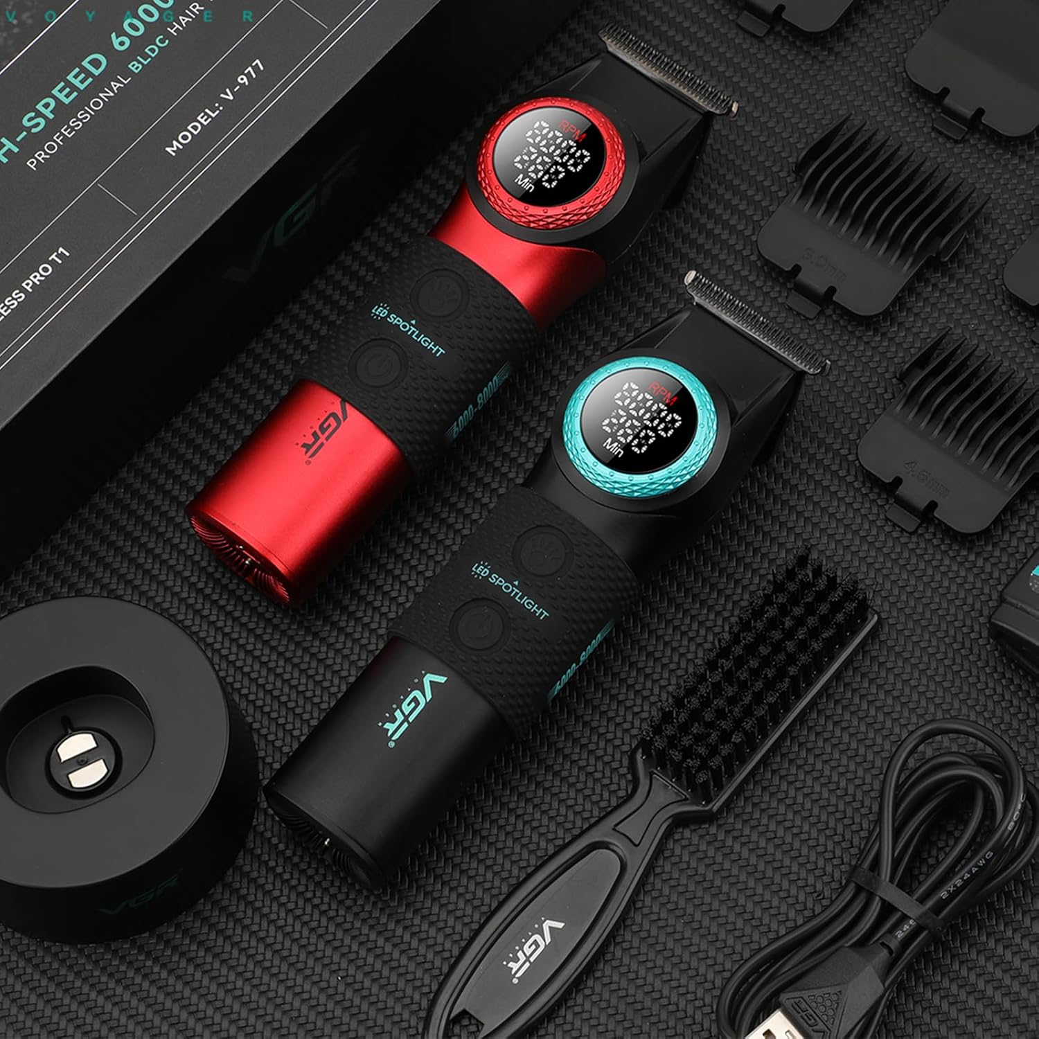 Машинка для стрижки VGR V-001 з підсвічуванням, DLC-лезами і 21 швидкістю - мініатюра 3