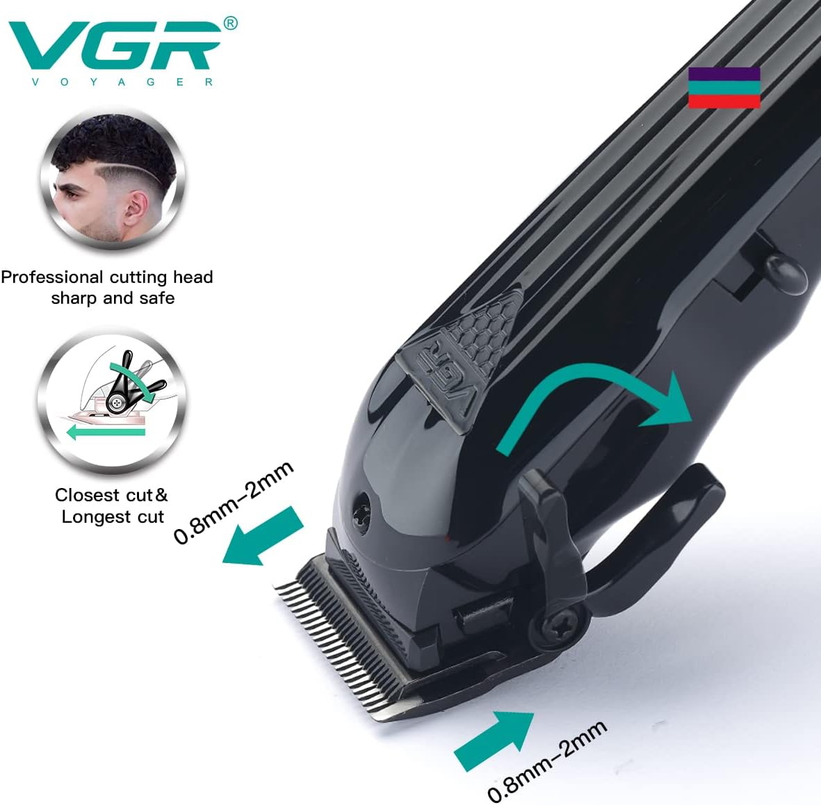 Машинка для стрижки VGR V-282 з регулюванням зрізу і автономністю до 200 хвилин - мініатюра 6