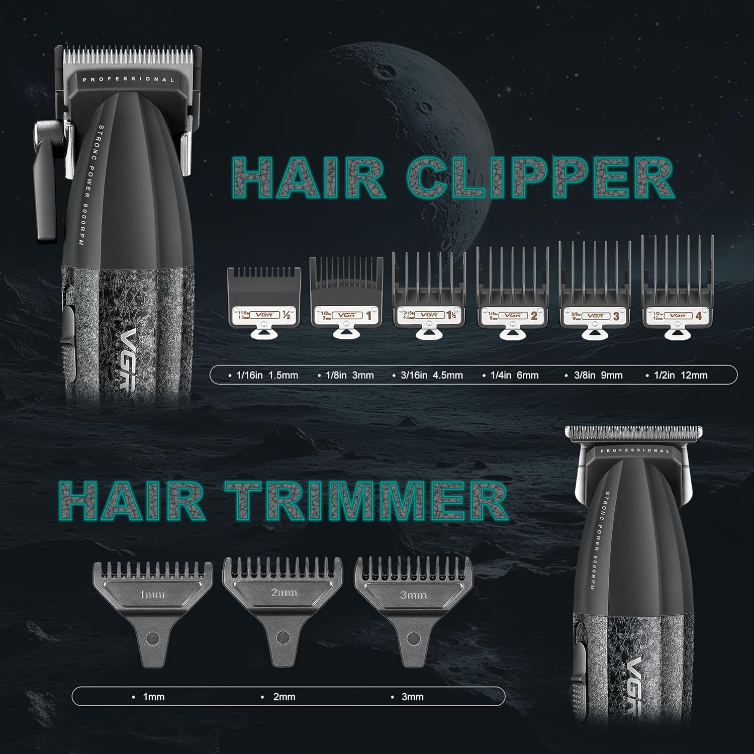 Набір VGR V-640 для стрижки волосся і бороди з машинкою та тримером - мініатюра 4