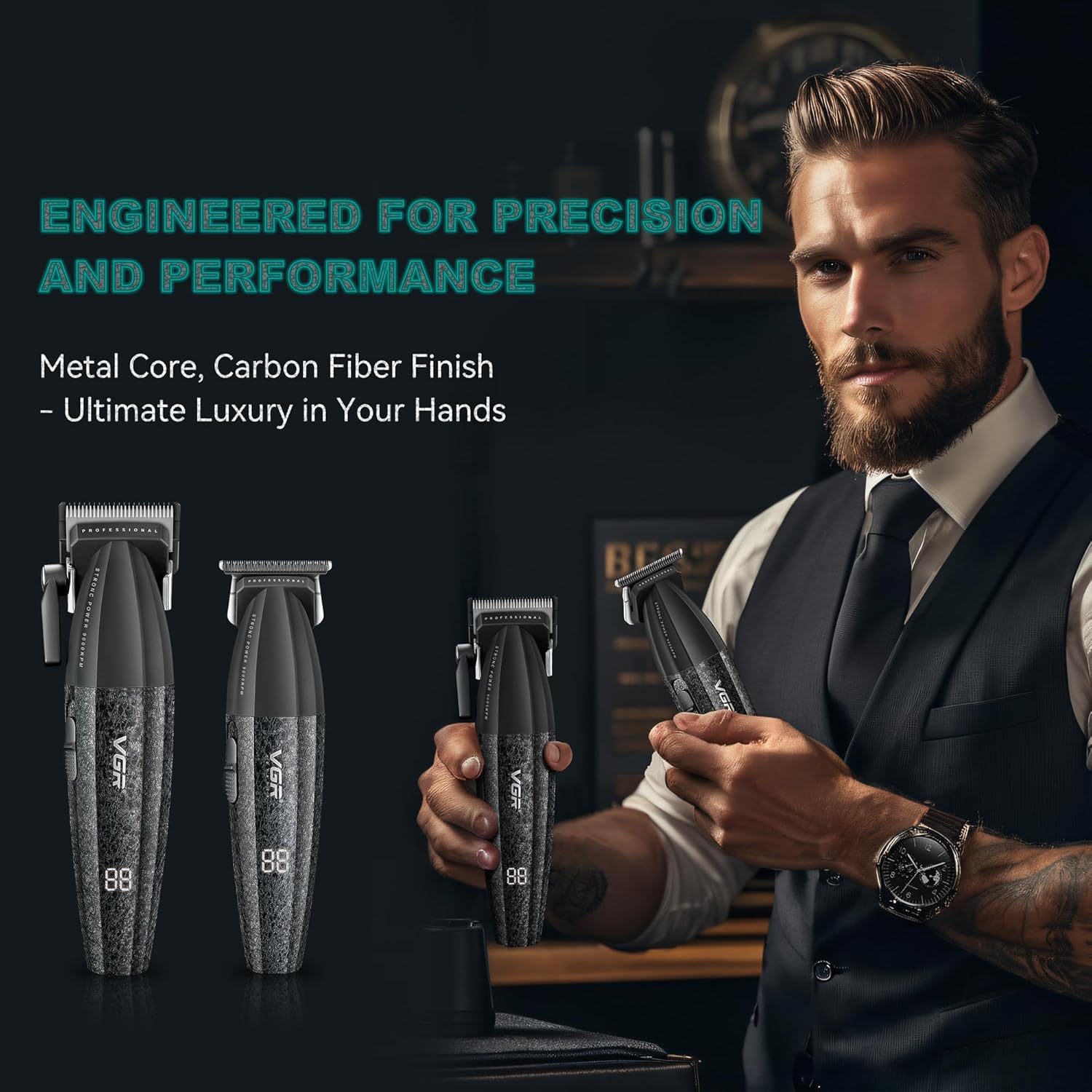 Набір VGR V-640 для стрижки волосся і бороди з машинкою та тримером - мініатюра 5