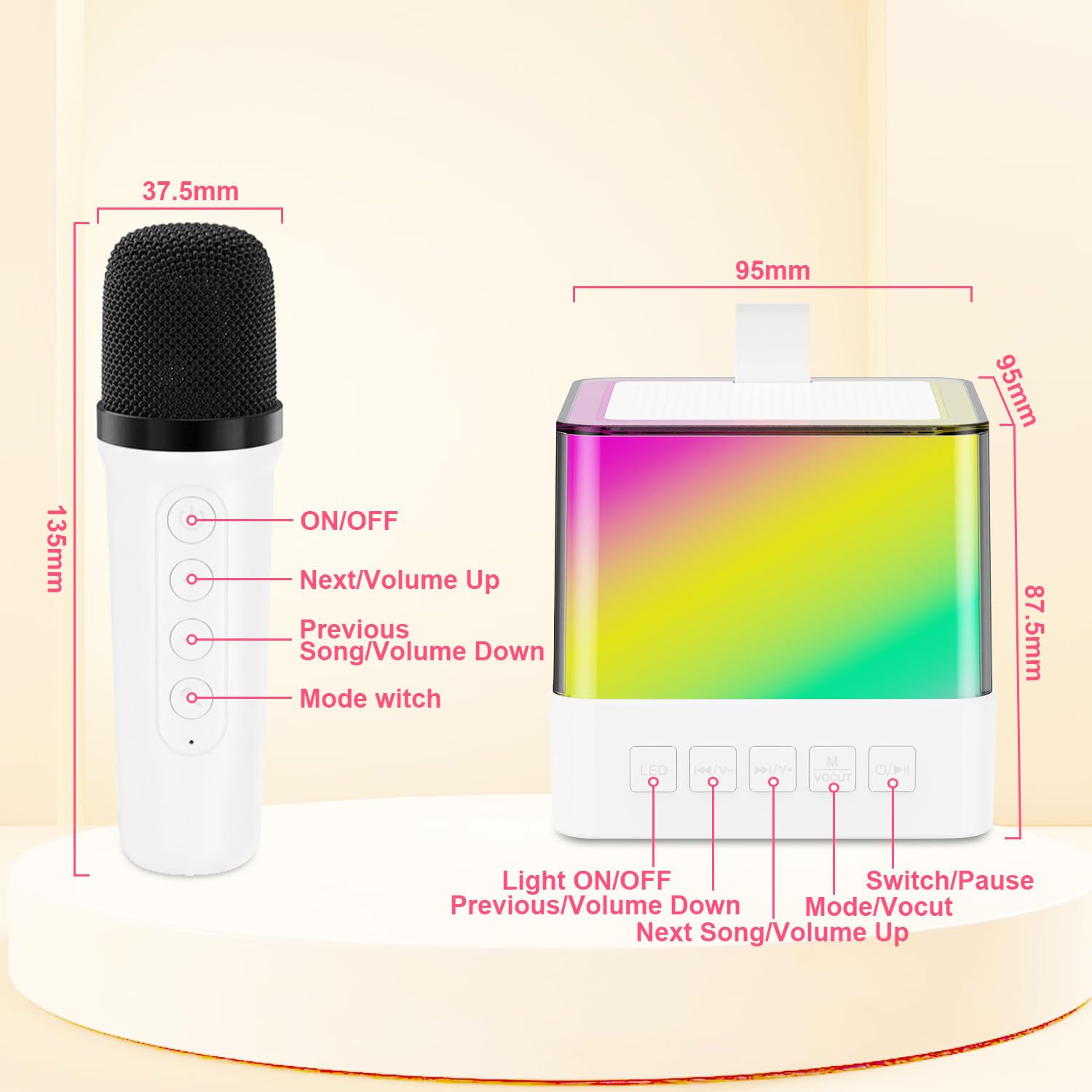 Дитяче караоке K18 з RGB-підсвіткою і 2 мікрофонами - мініатюра 5