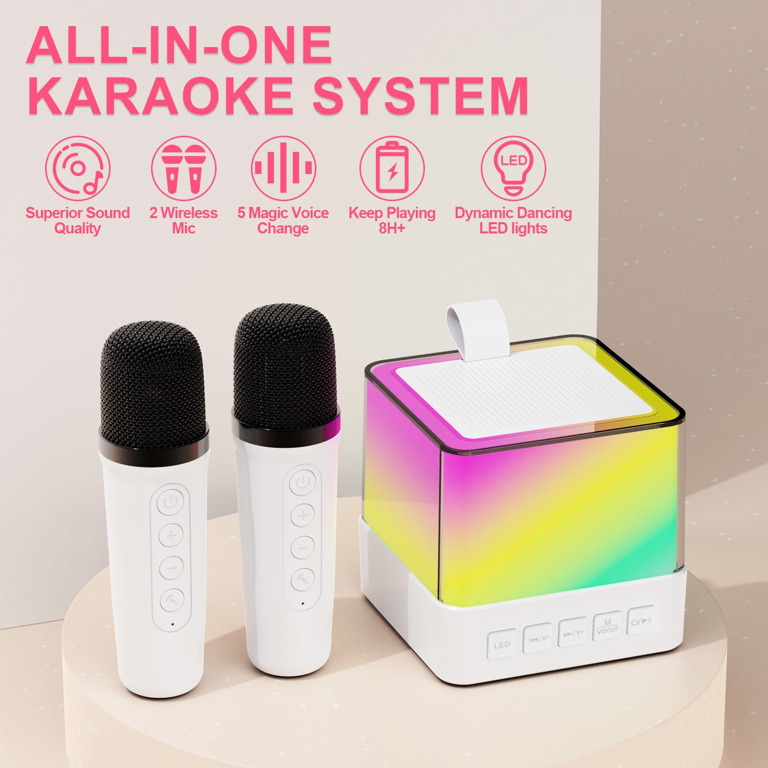 Дитяче караоке K18 з RGB-підсвіткою і 2 мікрофонами - мініатюра 7