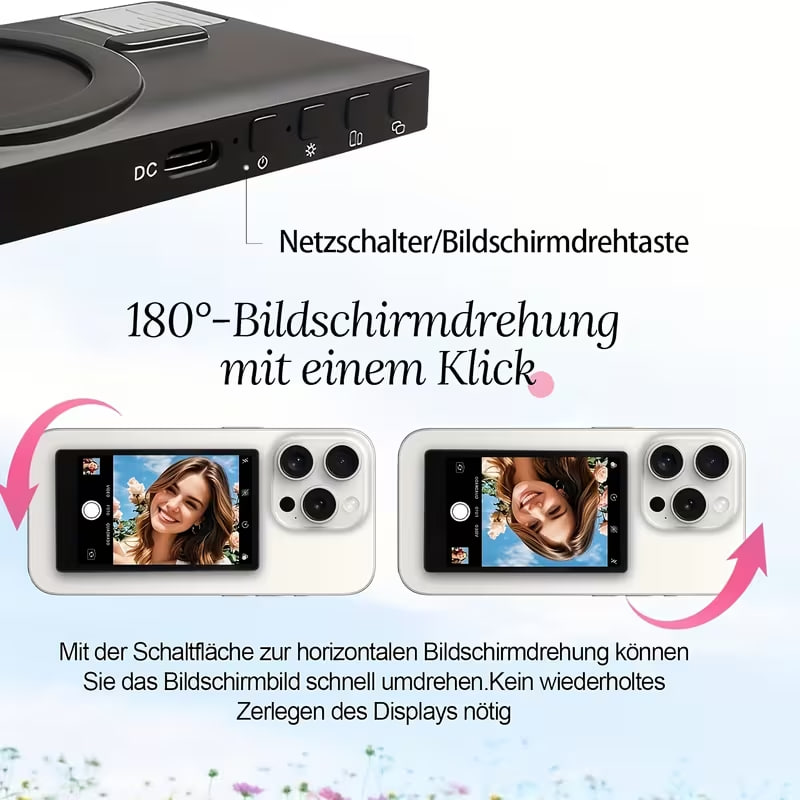 Магнітний селфі-монітор 3.97 дюйма з пультом для зйомки на телефон - мініатюра 4