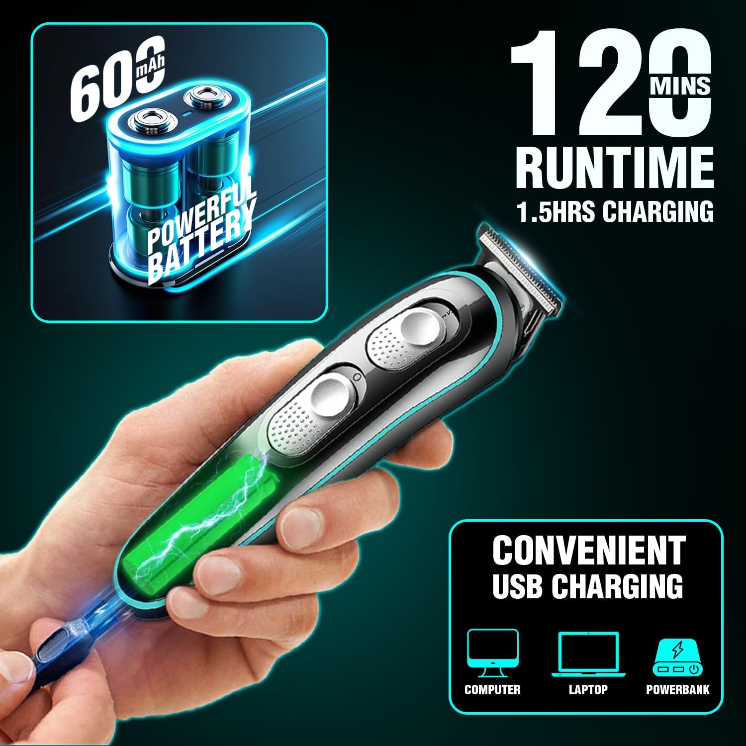 Тример VGR V-055 для бороди, вусів і окантовки з Т-подібним лезом - мініатюра 6