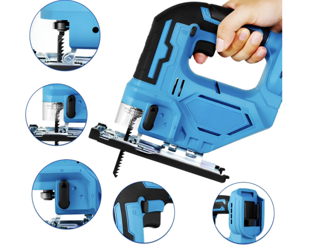 Акумуляторна шабельна пила 48V з 2 акумуляторами для дерева, пластику і металу - мініатюра 8