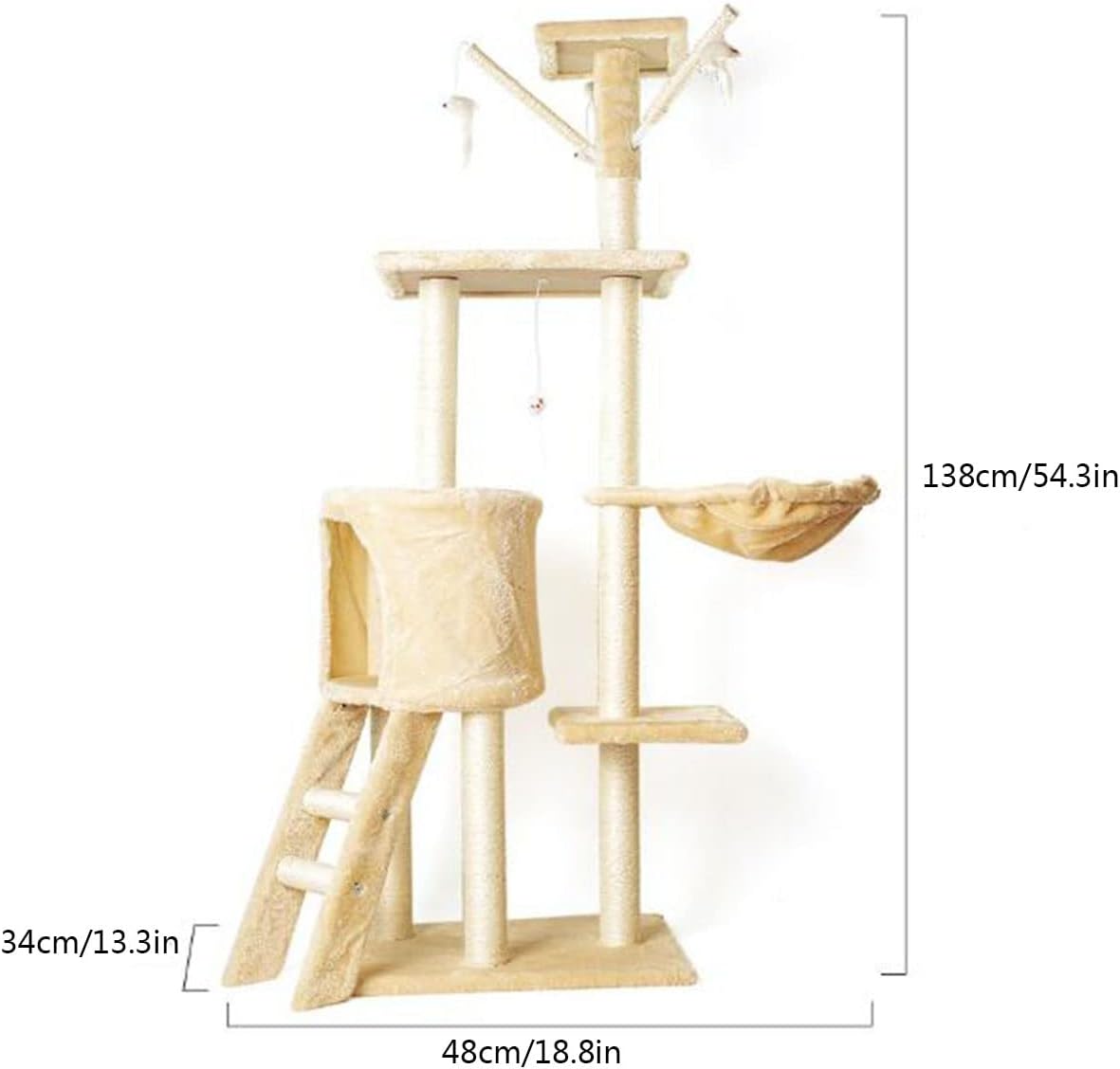 Ігровий комплекс Bonro B-40 для кішок 138 см з гамаком, будиночком і кігтеточками - мініатюра 2