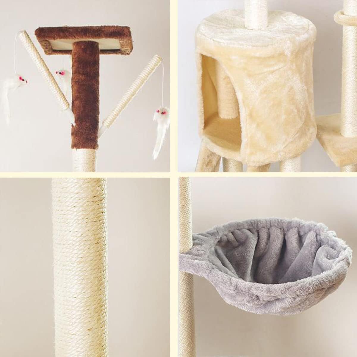 Ігровий комплекс Bonro B-40 для кішок 138 см з гамаком, будиночком і кігтеточками - мініатюра 5