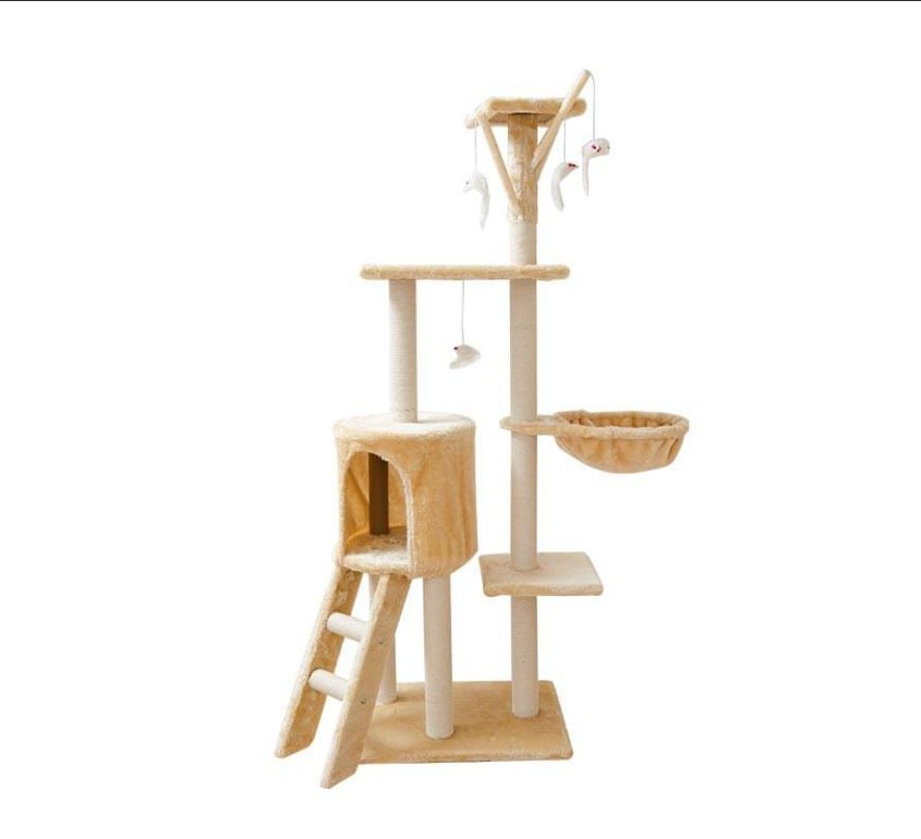 Ігровий комплекс Bonro B-40 для кішок 138 см з гамаком, будиночком і кігтеточками - мініатюра 9