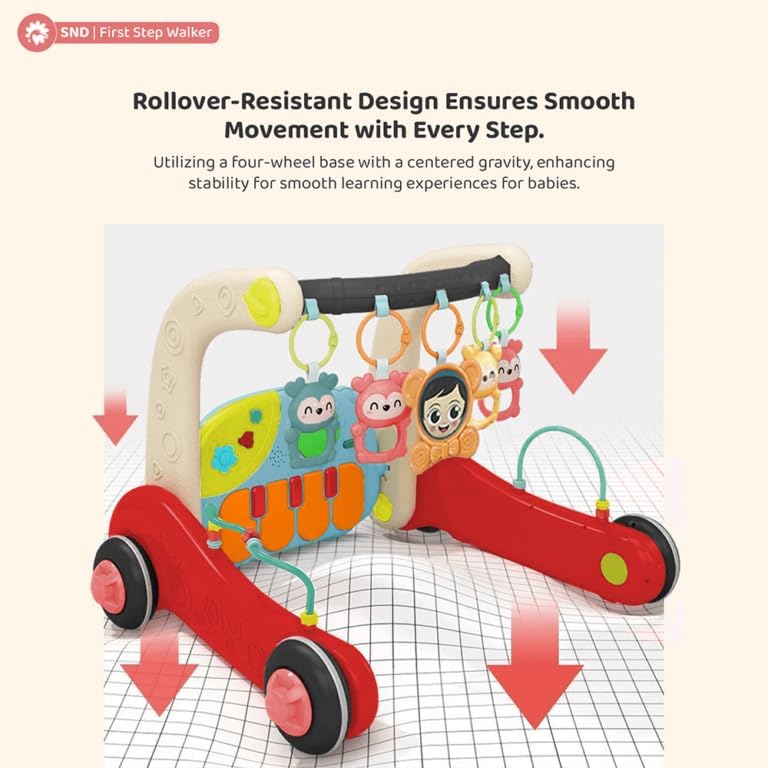 Ходунки 3 в 1 з килимком, бізібордом і музичним піаніно для малюка - мініатюра 3