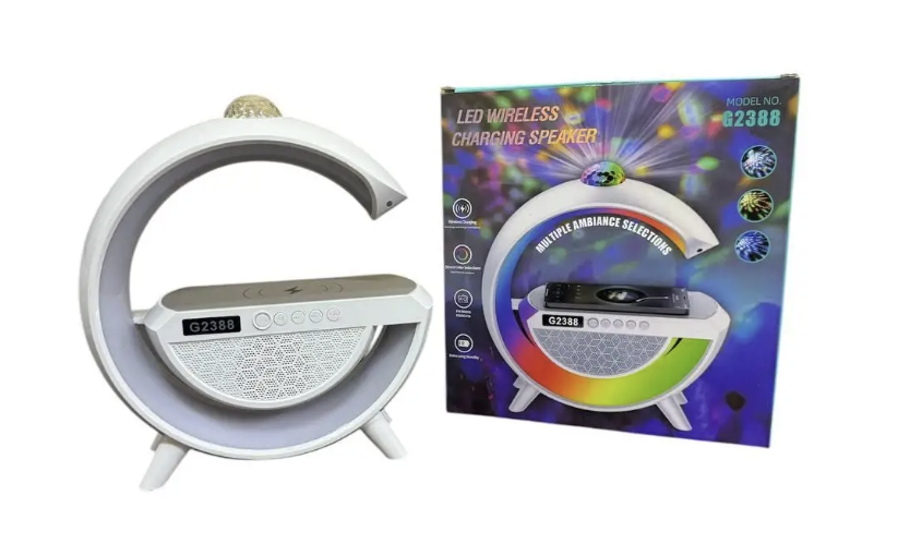 Настільна смарт-лампа-нічник 3 в 1 RGB G2388 з бездротовою зарядкою ∙ Багатофункціональний нічник Bluetooth колонка RGB 2388