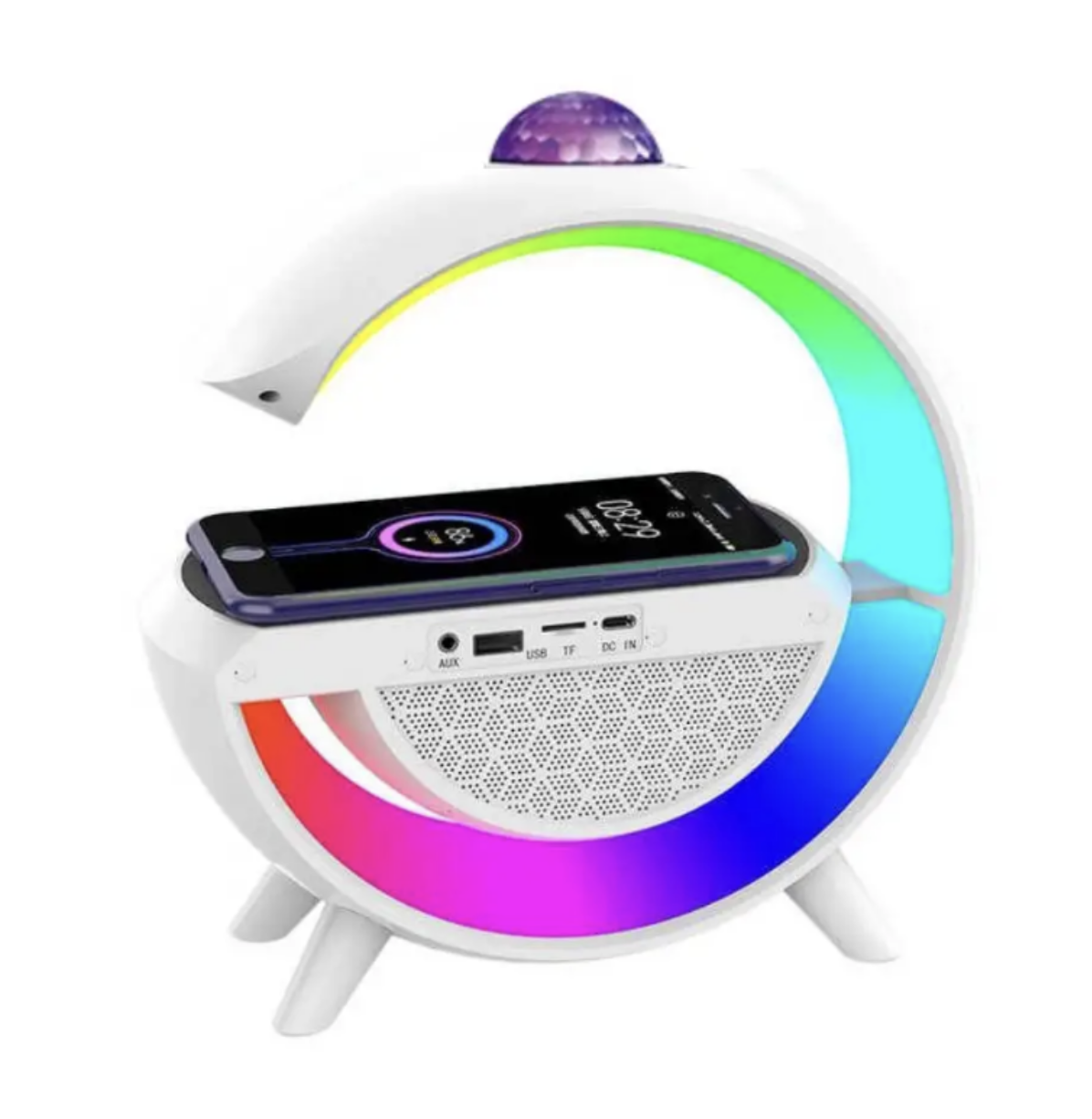 Смарт-лампа G2388 3 в 1 з RGB-підсвічуванням, Bluetooth і бездротовою зарядкою - мініатюра 4