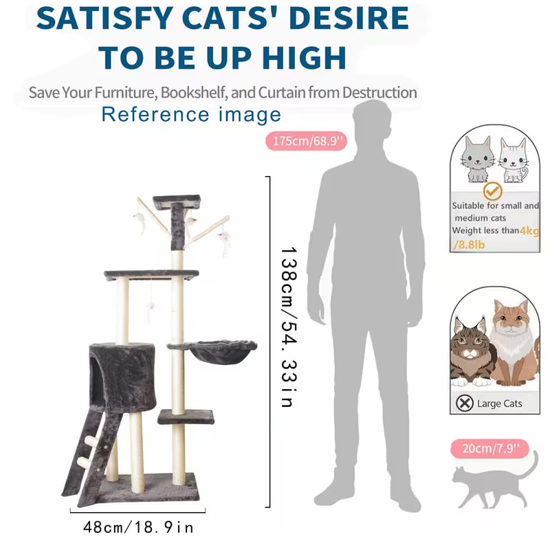 Ігровий комплекс Pet Hobby MT05-1 для котів з лежанкою, будиночком і 5 рівнями - мініатюра 6