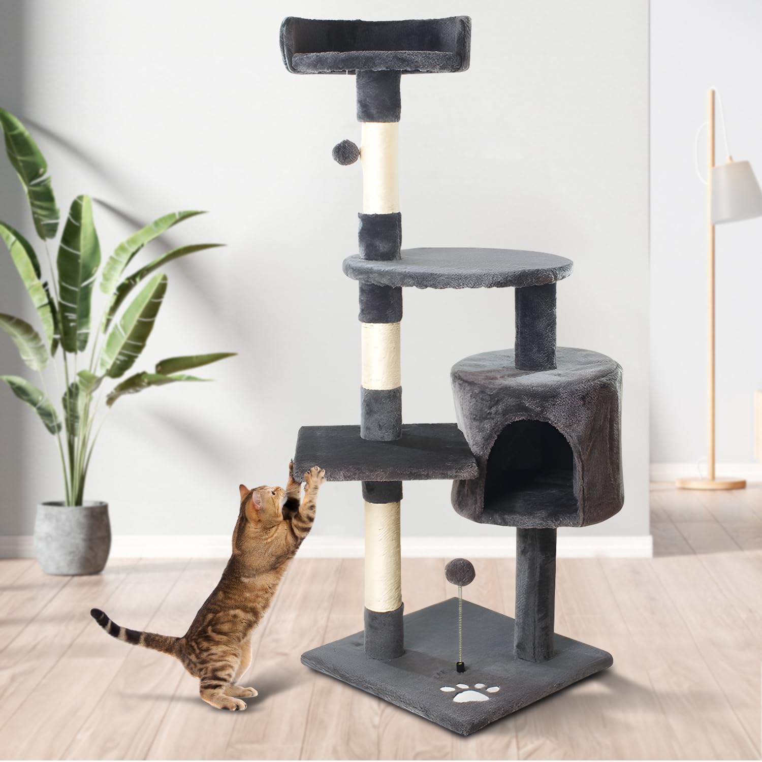 Ігровий комплекс MT04 для котів з будиночком, кігтеточкою і рампою - мініатюра 3